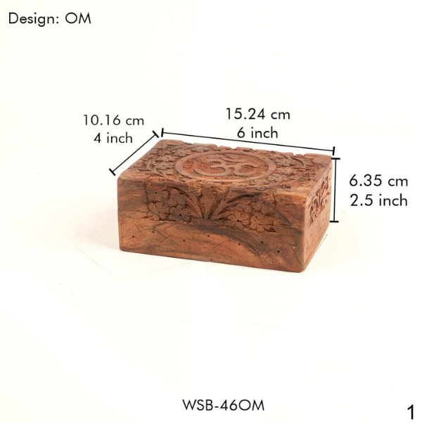 Wood Storage Box (Om) 4x6 inch